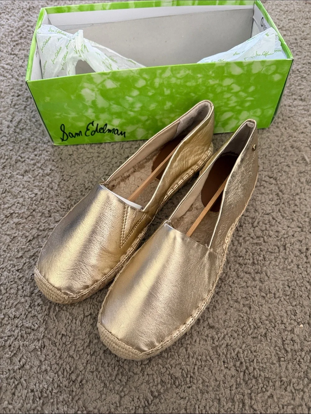 Sam Edelman Metallic Gold Espadrille Slip-On Flats